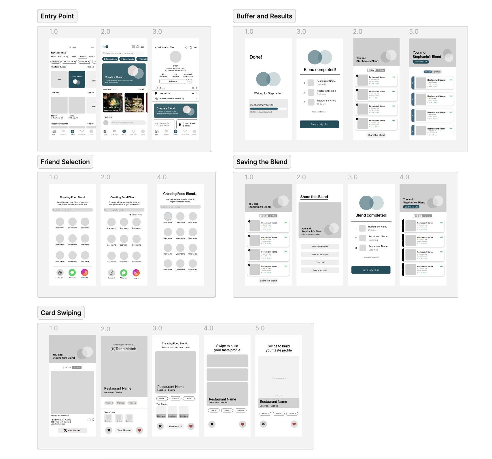 Medium fidelity screen iterations