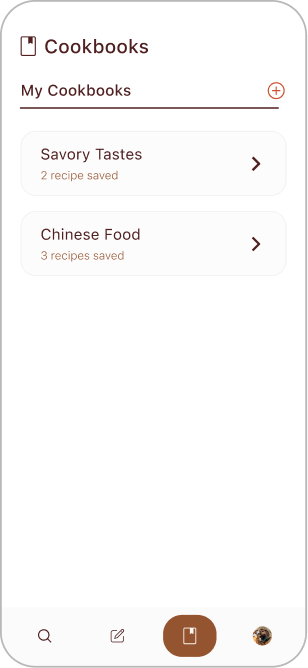 Cookbooks list screen