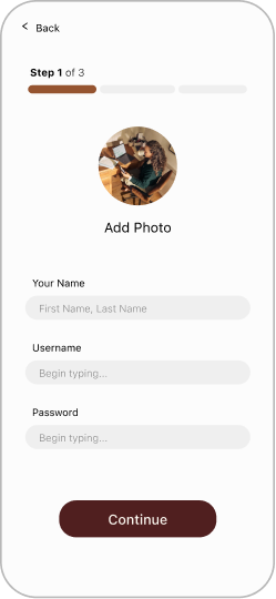Account setup step one