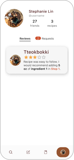 User profile screen