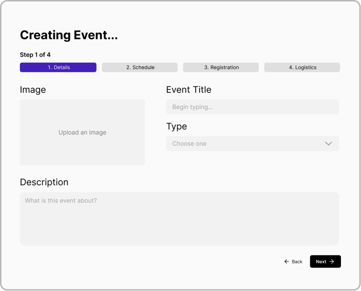 Create event step 1 of 4