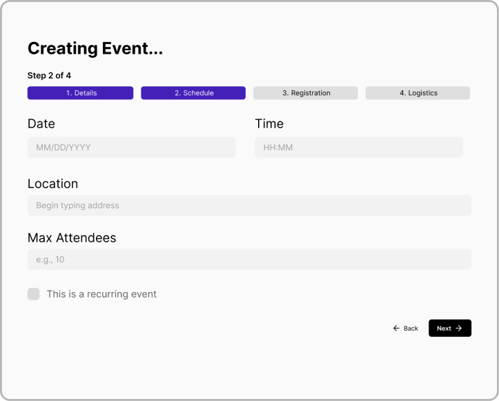 Create event step 2 of 4