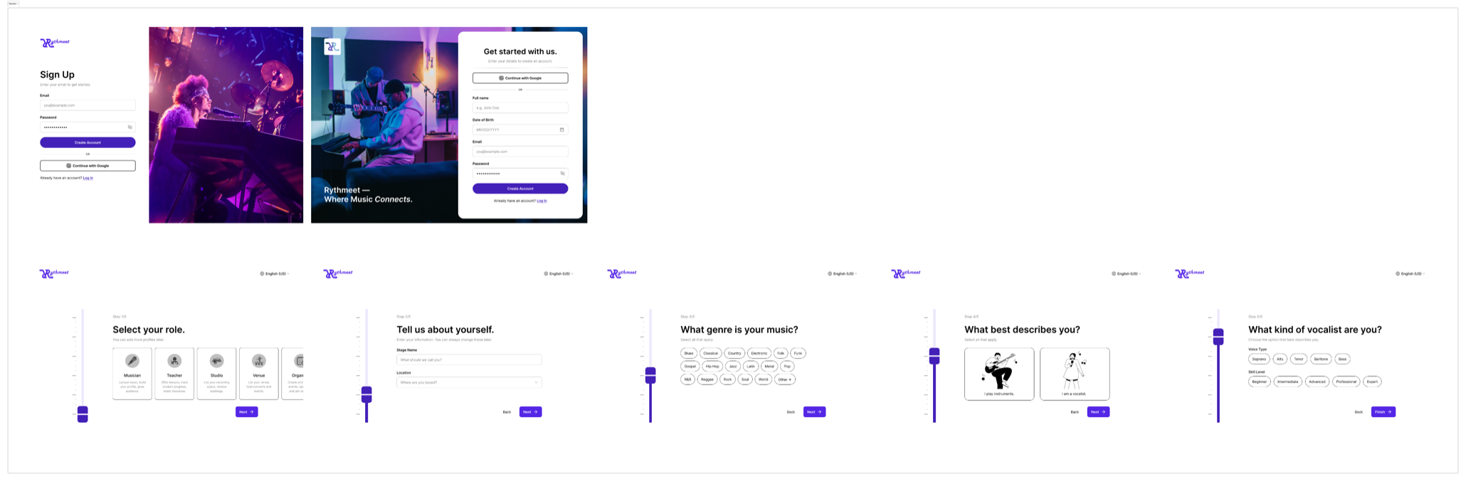Create profile onboarding explorations side by side